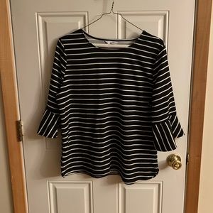 Striped 3/4 Sleeve Blouse